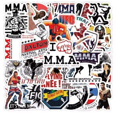 MMA Fighting Stickers 50pk MMA Ultimate Fighter Fun Mix Stickers FREE SHIPPING - Image 1 of 4