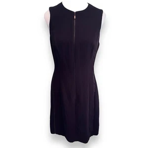CUE Black Dress, Zipper front, Lined, Polyester, Size 12, Round Neck, Shift - Picture 1 of 10