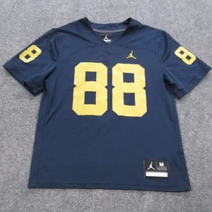 Michigan Wolverines Jersey Womens Medium Blue Jordan Shirt Pullover Crop Fritz - Picture 1 of 13