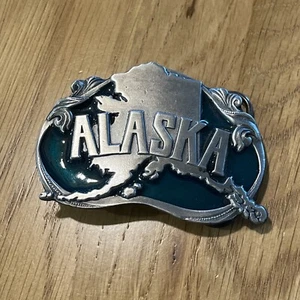 1984 Siskiyou ALASKA The Great Land and Last Frontier Pewter Belt Buckle - Picture 1 of 2
