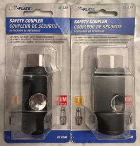 Set 2 Accoppiatori di Sicurezza Tru-Flate 13-239 300 PSI Acciaio Leggero Nero 1/4 FNPT - Foto 1 di 3