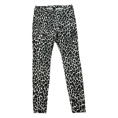 Leggings de mezclilla con estampado de leopardo HUE ligeros para mujer talla M negro blanco gris Foto 1 de 4