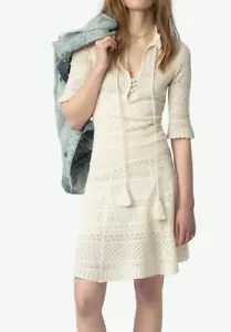 Zadig And Voltaire Ecru Memphisa Pointelle Dress Size Small $498 - Picture 1 of 6