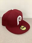 Philadelphia Phillies New Era 59FIFTY Coop Maroon  Hat Cap 7 3/4 New