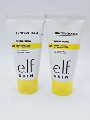 e.l.f. PIEL Suntouchable! Protector solar Whoa Glow FPS 30- 1,7 fl oz. CANTIDAD: 2 CADUCIDAD: 08-25 Foto 1 de 3