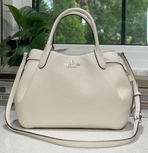 KATE SPADE DUMPLING LARGE SATCHEL SHOULDER HOBO BAG TOTE CREAM TAN LEATHER GOLD - Picture 1 of 11