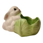 Vintage Holland Mold Ceramic Bunny Rabbit Cabbage Planter Bowl 1987 Easter