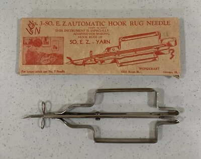 Vintage No. 3 SO. E.Z. Automatic Hook Rug Needle Wonderart With Original Box - Image 1 of 4