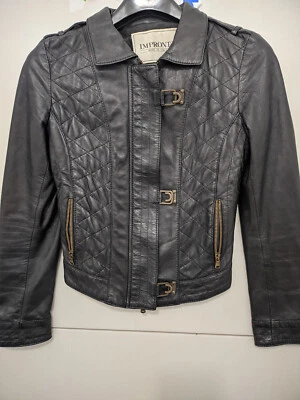 Chaqueta Impronta Vera Pelle para mujer 42 negra imitación cuero cremallera acolchada contraste moto Foto 1 de 4
