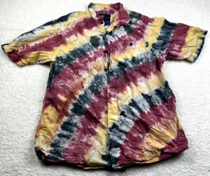 Kavu Button Up Mens M Green Red Yellow Tie-dye Short Sleeve - Picture 1 of 7