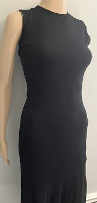 Balmain Sleeveless Bias cut Dark/Navy Black Asymmetric Dress sz XS - Image 1 of 4