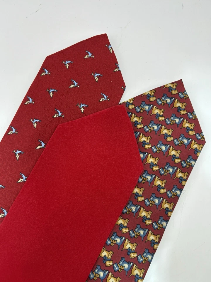 VTG ASSORTED LOT OF 3 Harrison Ford Silk Ties Made in Italy Dolphins, Scotty Dog Foto 1 de 4