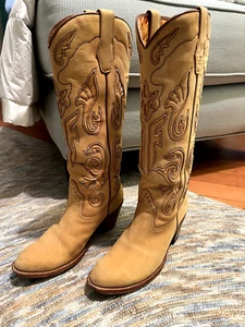 Jennifer Estes Ltd Edition Vintage Frye Cowboy Boots. Camel suede. Sz 6 (6.5) - Picture 1 of 4