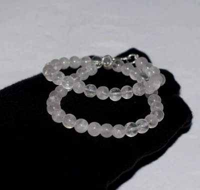 Naturale Quarzo Rosa Gemma Collana 925 Argento Sterling 14 " Stringa come Visto - Immagine 1 di 4