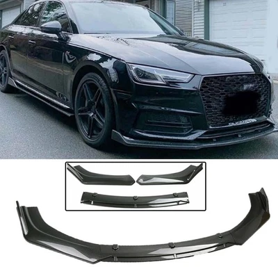 For Audi A4 B9 Sedan Carbon Fiber Front Bumper Lip Spoiler Splitter Kit Foto 1 de 4