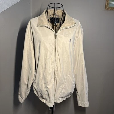IZOD Jacket Men Medium Beige Long Sleeve Polyester Blend Mesh Lined Full Zip - Image 1 of 4