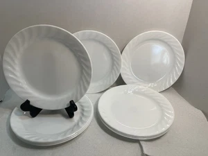9-Corelle Verbesserungen Weiß Swirl Brot/Salat/Dessert Teller 7-1/4 Zoll 2958 - Bild 1 von 9