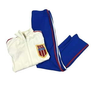 Vintage Broderick Adult Olympic USA Jumpsuit Outfit Set Size XS/S 70s 80s AAU - Picture 1 of 23
