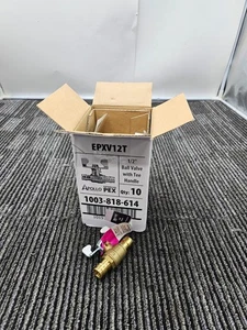 (QTY 10) Apollo EPXV12T Expansion Pex-A Barb Ball Valve w/ Tee Handle Brass 1/2" - Picture 1 of 11
