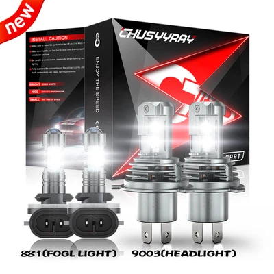 For Hyundai Grand i10 2015 2016 9003 H4 & 881 LED Headlight Foglight Bulbs 6000K - Изображение 1 из 4
