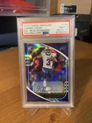 2020 Panini Absolute Gabriel Davis Blue Diamonds Rc Auto /30 PSA 9 Auto 10 #136 - Image 1 of 4