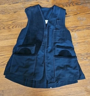 Vintage A.D.S Custom Shooting Vest  Zip Black Made In USA Men Size Large Long   - Image 1 of 4