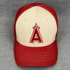 Los Angeles Angels Hat Cap Adult Flexfit Red Tan Baseball '47 Measures 57cm Mens - Picture 1 of 11