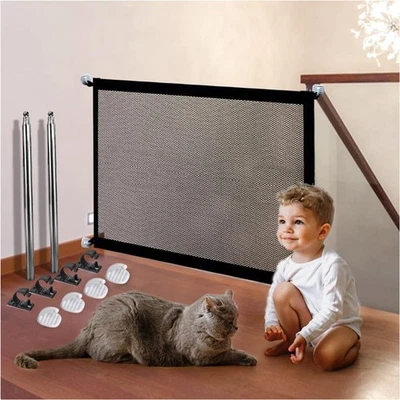 Elegant Schwarz Treppenschutzgitter 110 x 79 cm - Ideal für Hund und Katze - Bild 1 von 2