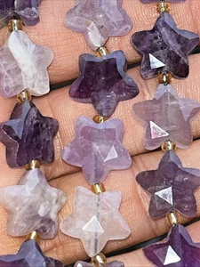 Amethyst Perlen Stern facettiert Loch 27Stück 13 mm Edelstein Heilstein Kristall - Bild 1 von 6