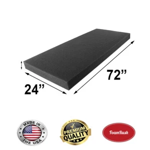 24" x 72" Charcoal High Density Upholstery Foam Cushion Made in USA - Picture 1 of 18