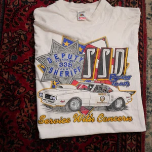 Vtg 80s 90s Police Shirt XL Distressed Sheriff LAPD Sacramento Racing Car NYPD - Picture 1 of 16