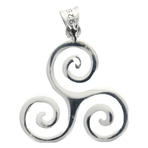TRISKEL BRETAGNE PENDENTIF ARGENT 925°/°° VERITABLE AVEC CHAINE ECRIN - Picture 1 of 7