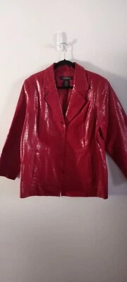 Dialogue 1X Chaqueta Para Mujer Roja 100% Cuero Repujado/Cocodrilo Abotonada  Foto 1 de 4