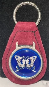 Vintage 1980’s  Leather Silver Butterfly 3”   Keychain Key-42 - Picture 1 of 4