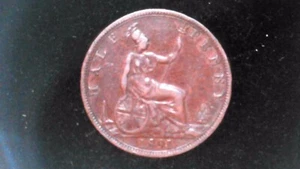 1891 GREAT BRITAIN VICTORIA 1/2 (HALF) PENNY F/VF [123] - Picture 1 of 2
