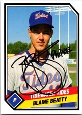 Blaine Beatty autographed baseball card (Tidewater Tides, Mets) 1989 TCMA #9