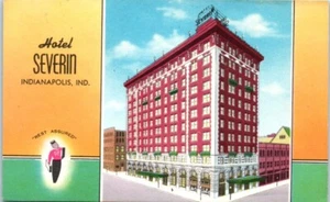 HOTEL SEVERIN Indianapolis, Indiana IN linen - Postcard - Imagen 1 de 2