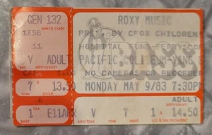 Tallo de entradas - Concierto de música Roxy - Vancouver B.C. Canadá 9 de mayo de 1983 - Imagen 1 de 2