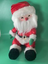9" Vintage Russ Satin Santa Claus Plush Plastic Wind-Up Head Moves & is Musical 