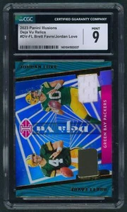 2023 Panini Illusions Deja Vu Relics #DV-FL Brett Favre/Jordan Love Patch CGC 9 - Picture 1 of 2