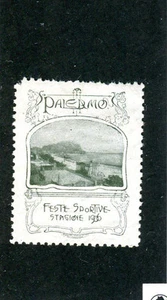 Vintage Poster Stamp Label 1906 PALERMO Italy FESTE SPORTIVE  - Picture 1 of 2