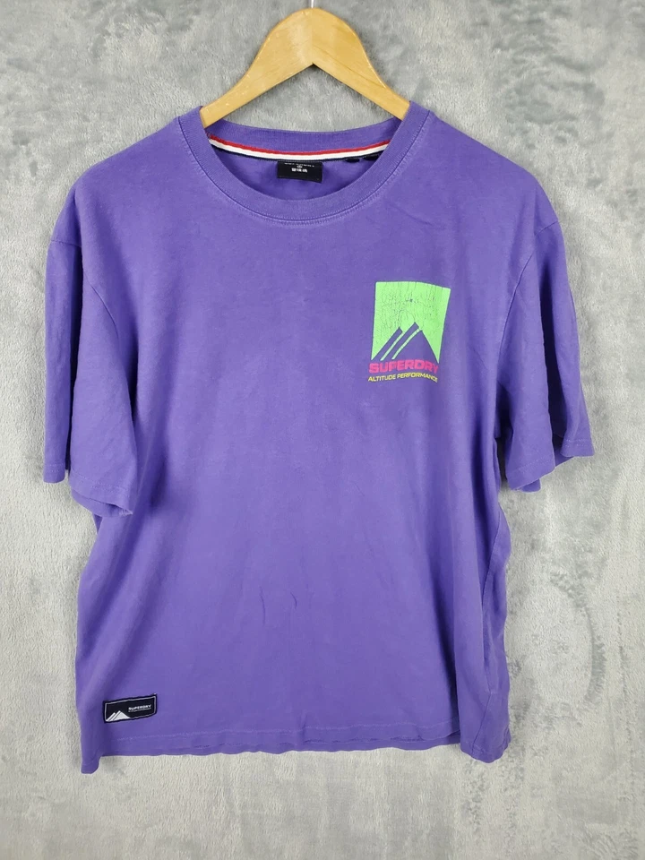 Superdry Shirt Mens L Purple Green Altitude Performance Casual - Image 1 of 4