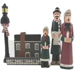 Carolers with Lamp Post Table Top Christmas Decoration 3 figures & house - Picture 1 of 7