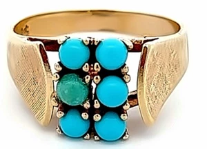 9ct Yellow Gold Turquoise Ring - Picture 1 of 11