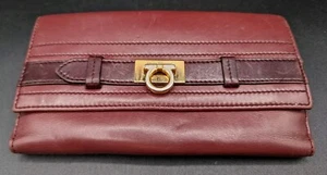 Salvatore Ferragamo Oxblood Maroon Leather Gancini Long Wallet, Vintage, Italy - Bild 1 von 19