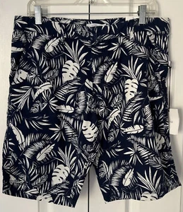 NUEVO $125 Onia Para hombres 32 X 20 Austin Pantalones Cortos de Lino Azul Marino Blanco Estampado de Palma B5 - Imagen 1 de 8