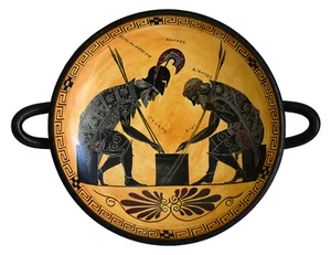 Achilles and Ajax Black Figure small Kylix Vase - Exekias Vatican Museum Replica - Picture 1 of 3