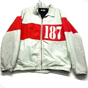 FTP 187 Jacket Men's Small Grey Red Long Sleeve Mesh Lined Pockets Full-Zip - Picture 1 of 13