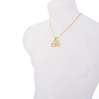 Collar Cadena Cubana 20" Colgante Chapado en Oro Chapado en Plata Hip Hop Iced Young CEO 1705 Foto 1 de 4