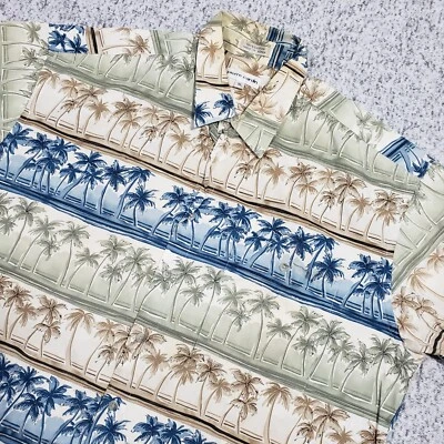 Camisa Hawaiana Pierre Cardin De Colección Para Hombres XL Palmeras Beige Verde Azul Algodón Foto 1 de 4
